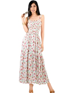 Foto 1 | Vestido Maxi Casual Mujer Largo Ves-1027 Blanco D2 Cómodo De Tirantes