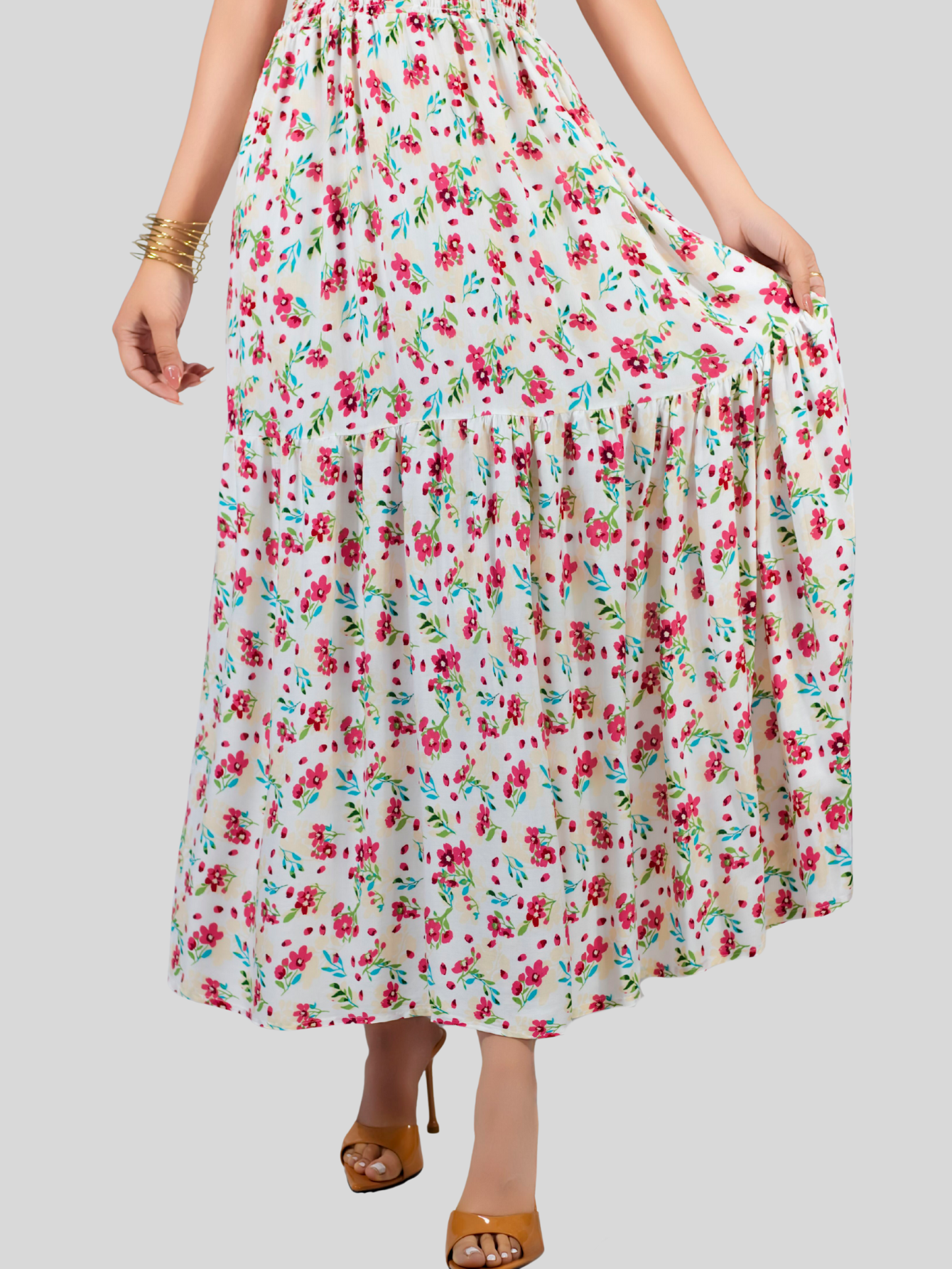 Foto 6 | Vestido Maxi Casual Mujer Largo Ves-1027 Blanco D2 Cómodo De Tirantes