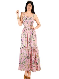 Foto 1 | Vestido Maxi Casual Mujer Largo Ves-1027 Rosa Cómodo De Tirantes