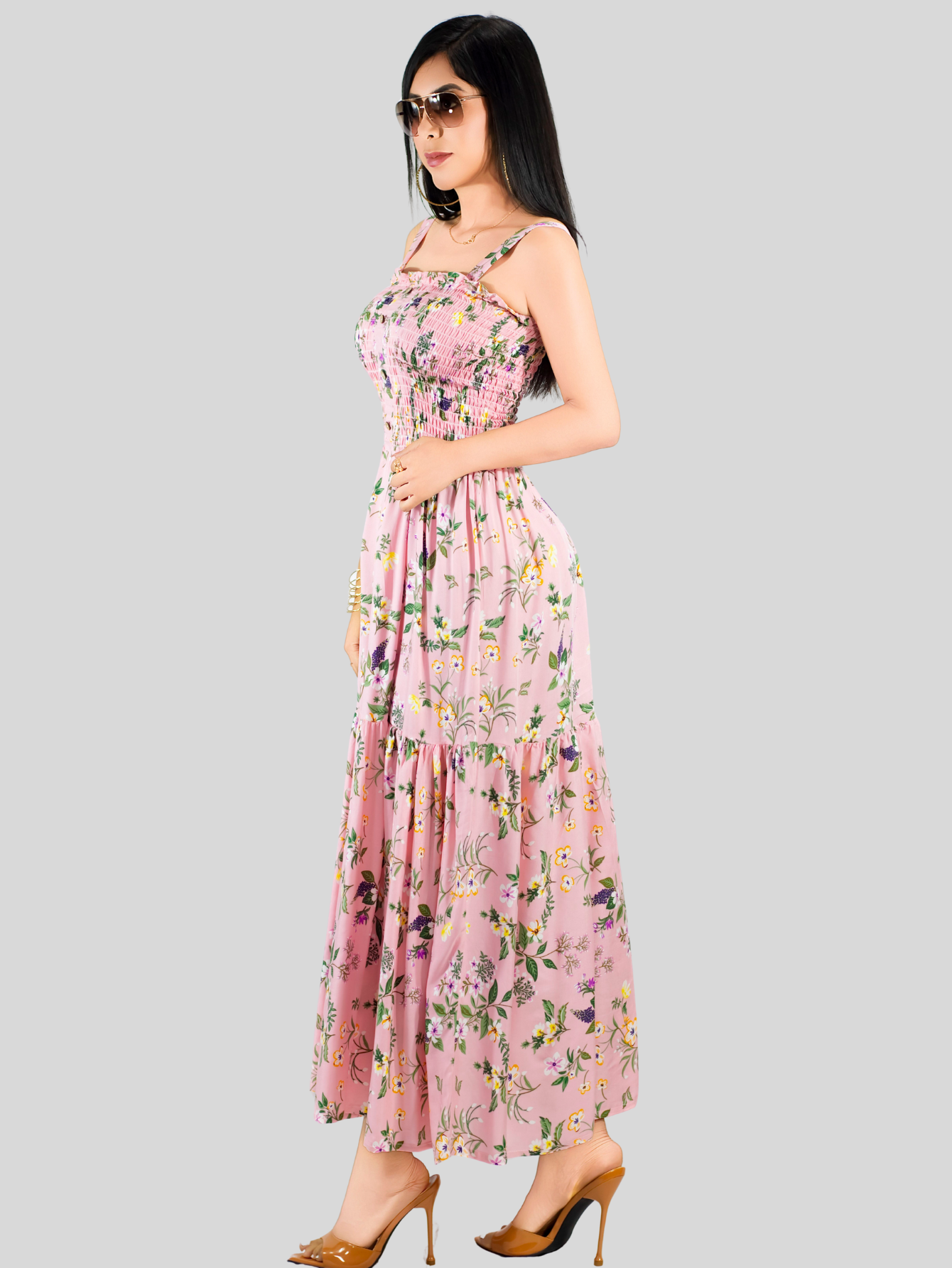 Foto 4 pulgar | Vestido Maxi Casual Mujer Largo Ves-1027 Rosa Cómodo De Tirantes
