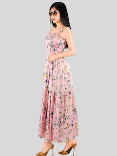 Foto 3 | Vestido Maxi Casual Mujer Largo Ves-1027 Rosa Cómodo De Tirantes
