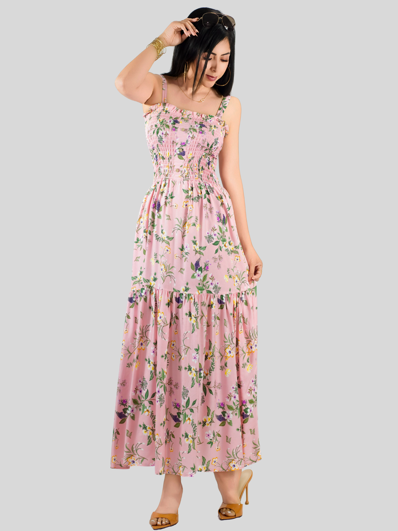 Foto 5 pulgar | Vestido Maxi Casual Mujer Largo Ves-1027 Rosa Cómodo De Tirantes