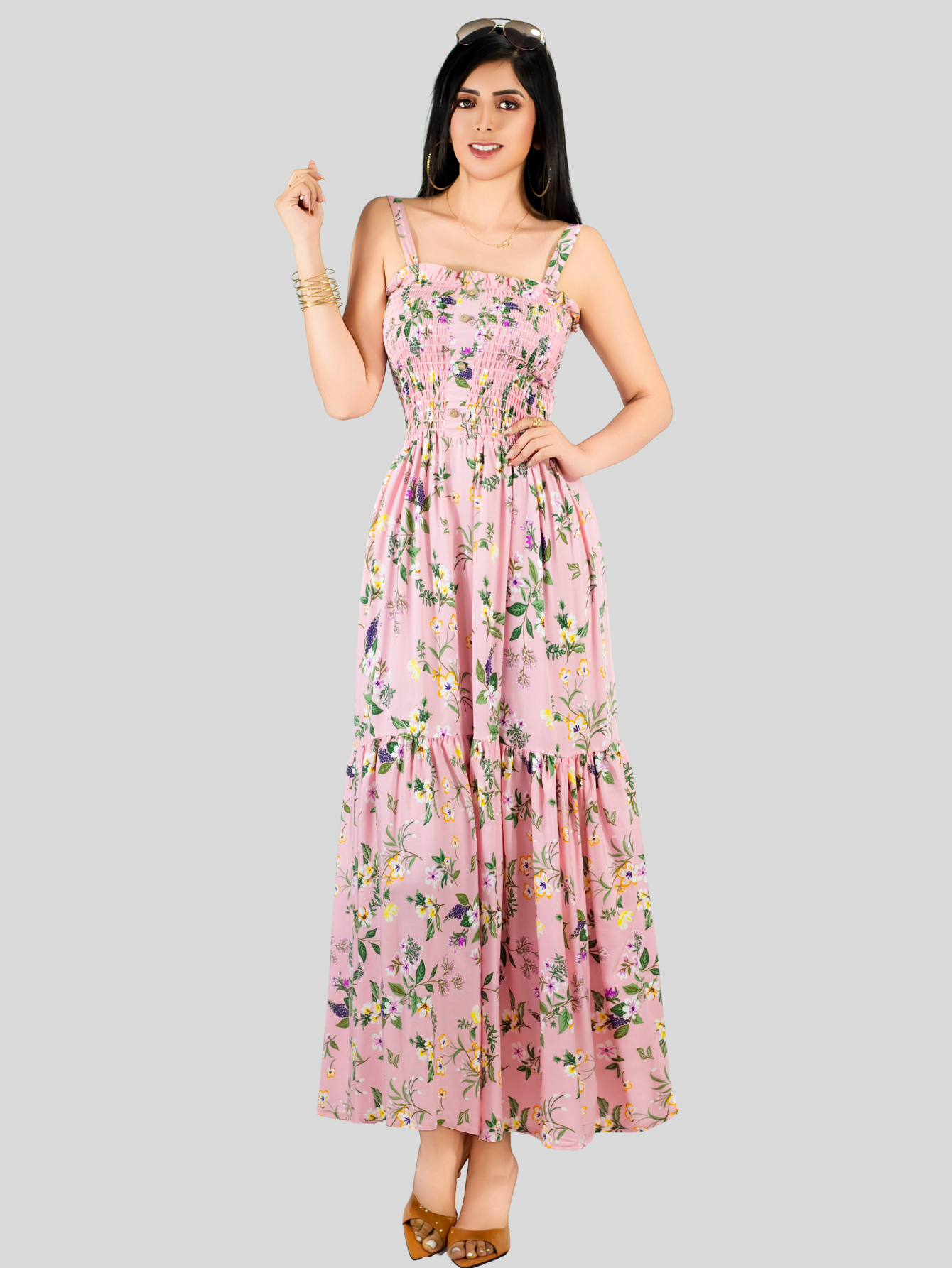 Foto 6 pulgar | Vestido Maxi Casual Mujer Largo Ves-1027 Rosa Cómodo De Tirantes