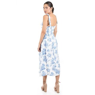 Foto 3 | Vestido Midi Floral Roman Fashion /juvenil 4015 (blanco /flor Azul) Blanco