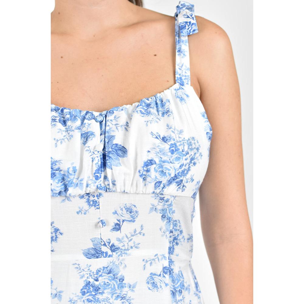 Foto 5 pulgar | Vestido Midi Floral Roman Fashion /juvenil  4015 (blanco /flor Azul) Blanco