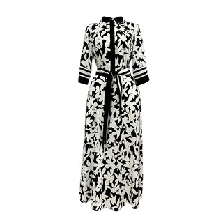 Foto 1 | Vestido Estampado Negro/hueso Con Cinturón Mussi