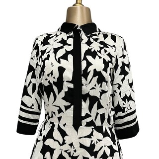 Foto 2 | Vestido Estampado Negro/hueso Con Cinturón Mussi