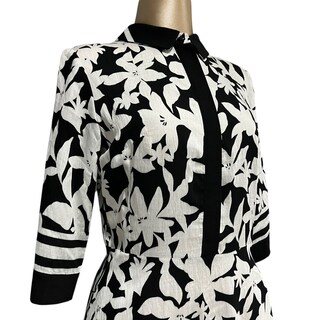 Foto 3 | Vestido Estampado Negro/hueso Con Cinturón Mussi