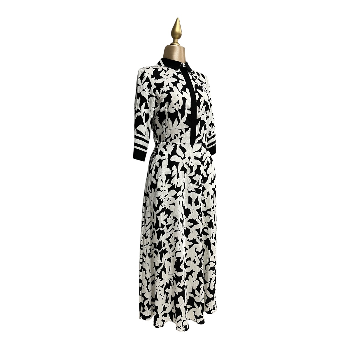 Foto 5 pulgar | Vestido Estampado Negro/hueso Con Cinturón Mussi
