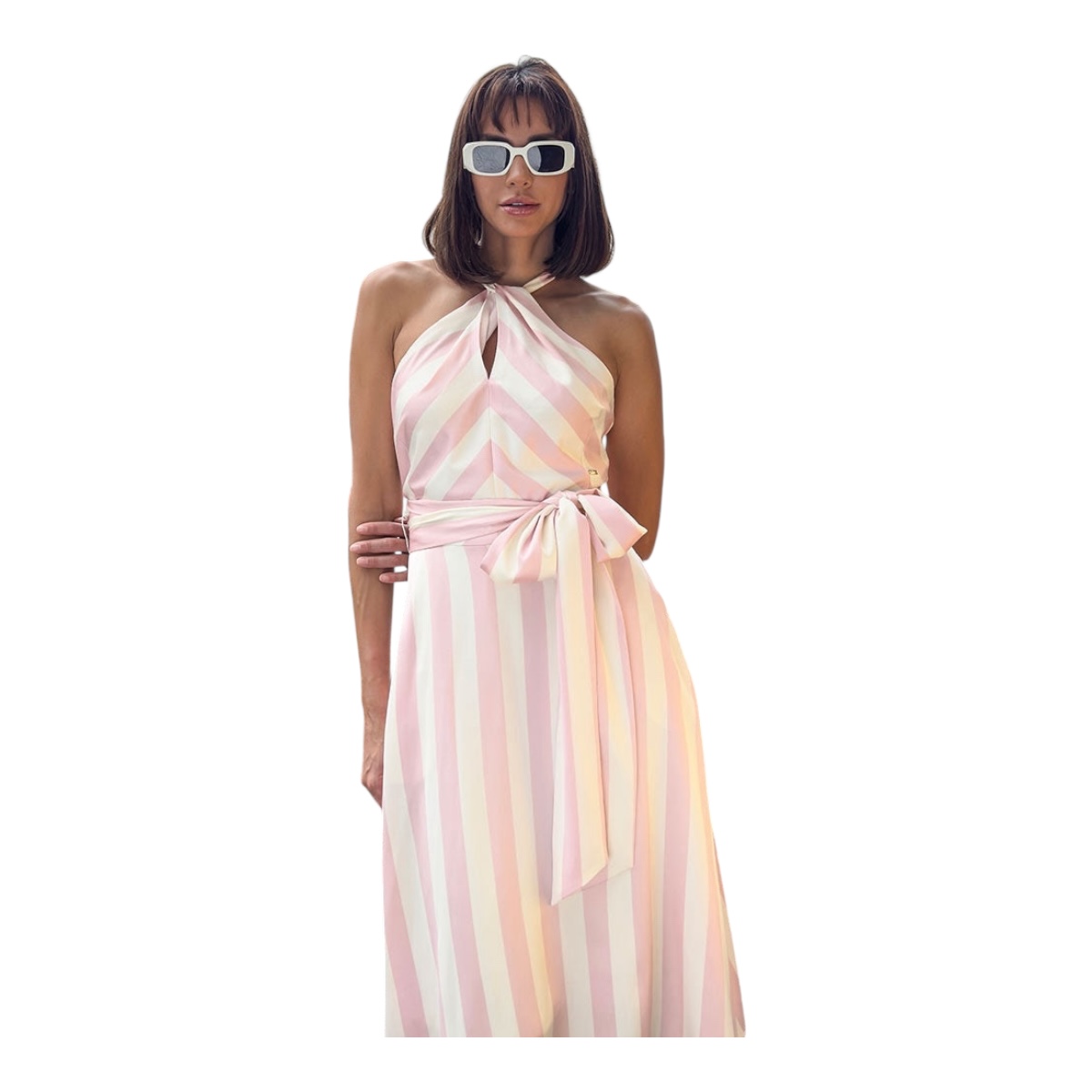 Foto 2 pulgar | Vestido Tipo Halter Color Rosa/hueso Mussi