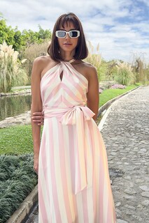 Foto 2 | Vestido Tipo Halter Color Rosa/hueso Mussi