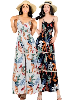 Foto 1 | Pack De 2 Vestidos Maxi Casual Ves-1017-px2 Blanco Y Negro Mujer Largo Cómodo De Tirantes