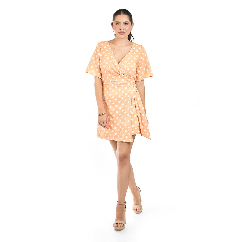 Foto 2 pulgar | Vestido De Lunares Roman Fashion /juvenil  0557 (naranja) Naranja