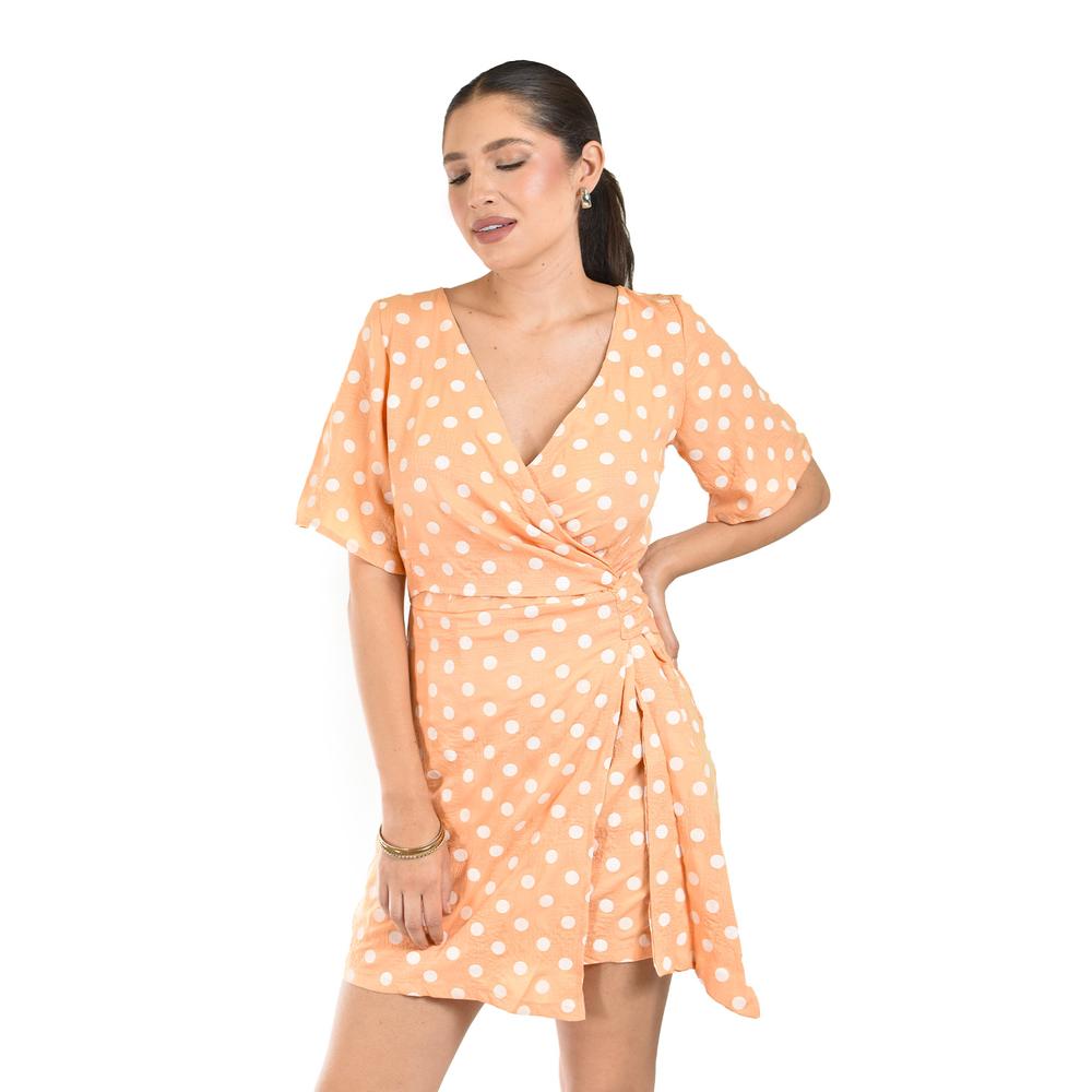 Foto 5 pulgar | Vestido De Lunares Roman Fashion /juvenil  0557 (naranja) Naranja