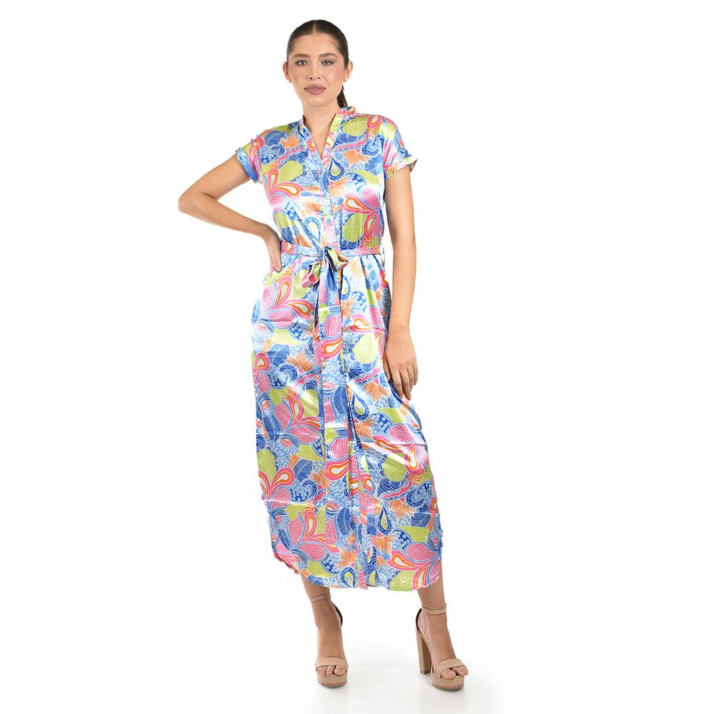 Foto 6 pulgar | Maxi Vestido De Satín /juvenil  3167 (multicolor) Multicolor