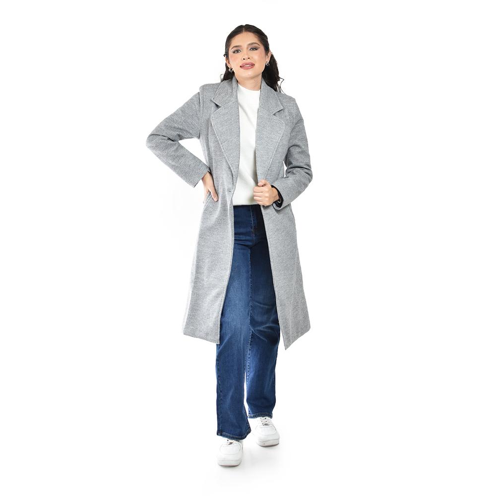 Abrigo Largo Roman Fashion /juvenil  1680 (gris Con Textura) Gris