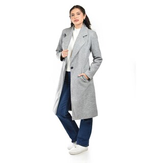 Foto 2 | Abrigo Largo Roman Fashion /juvenil 1680 (gris Con Textura) Gris