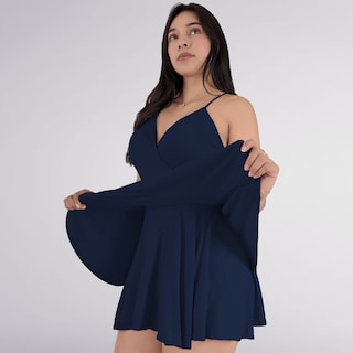 Foto 3 | Jumper Vestido Casual Mujer Short Falda Azul Marino Sea Brazil