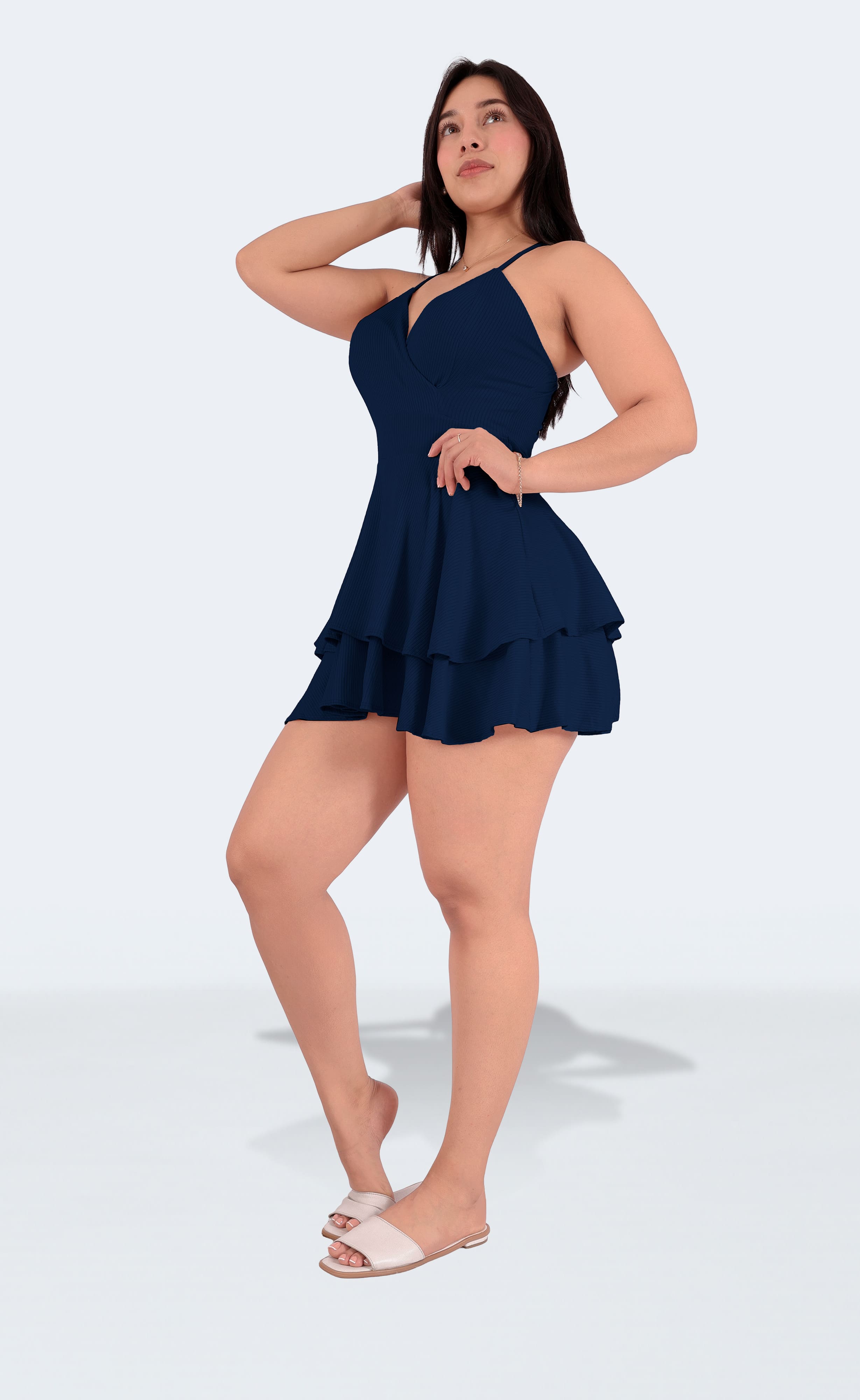 Foto 6 pulgar | Jumper Vestido Casual Mujer Short Falda Azul Marino Sea Brazil