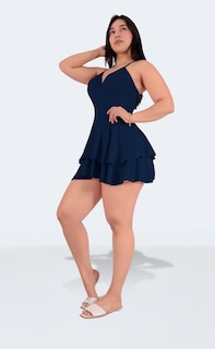 Foto 5 | Jumper Vestido Casual Mujer Short Falda Azul Marino Sea Brazil