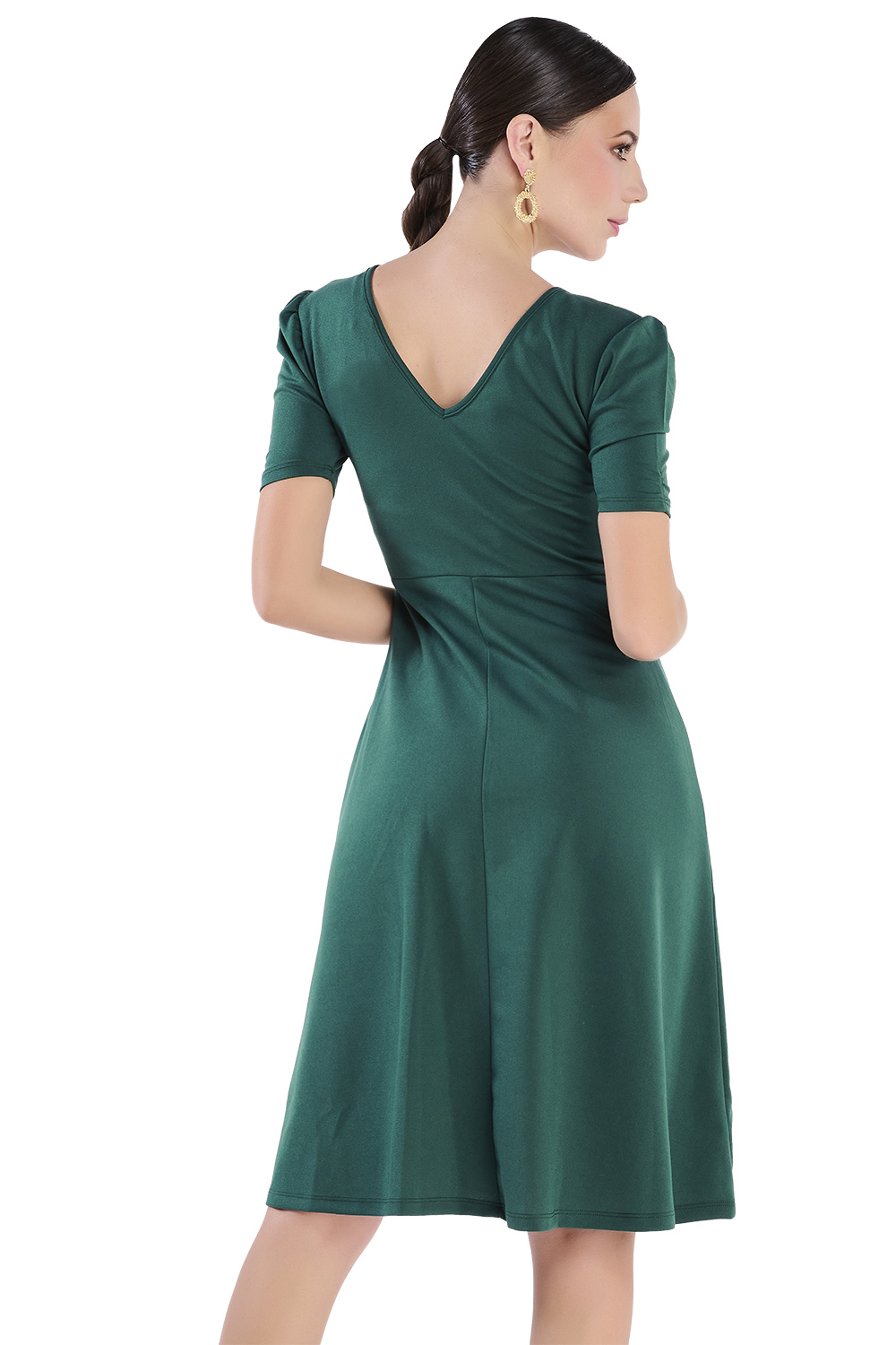Foto 3 pulgar | Vestido Devendi color Verde Midi Con Botones