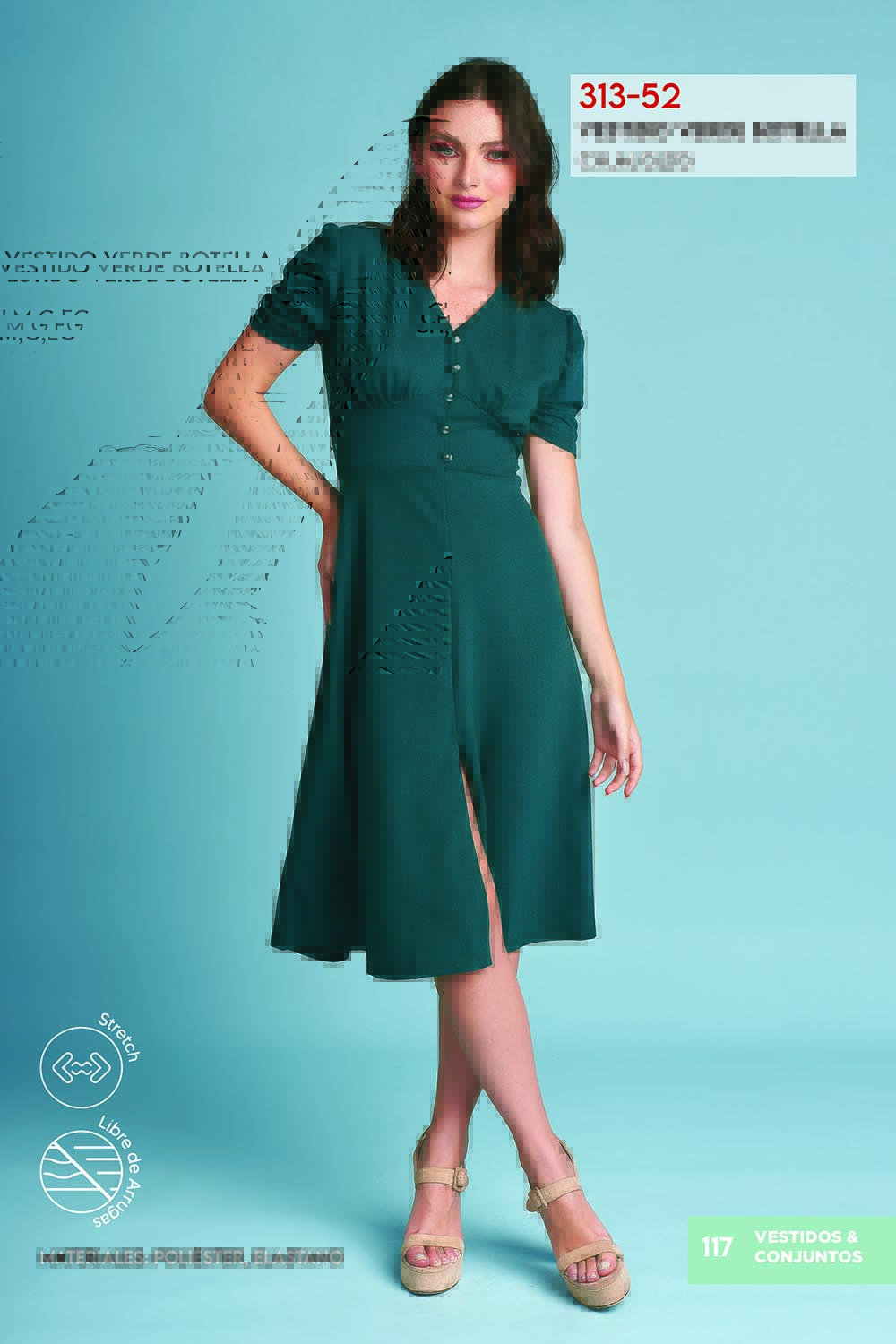 Foto 4 pulgar | Vestido Devendi color Verde Midi Con Botones