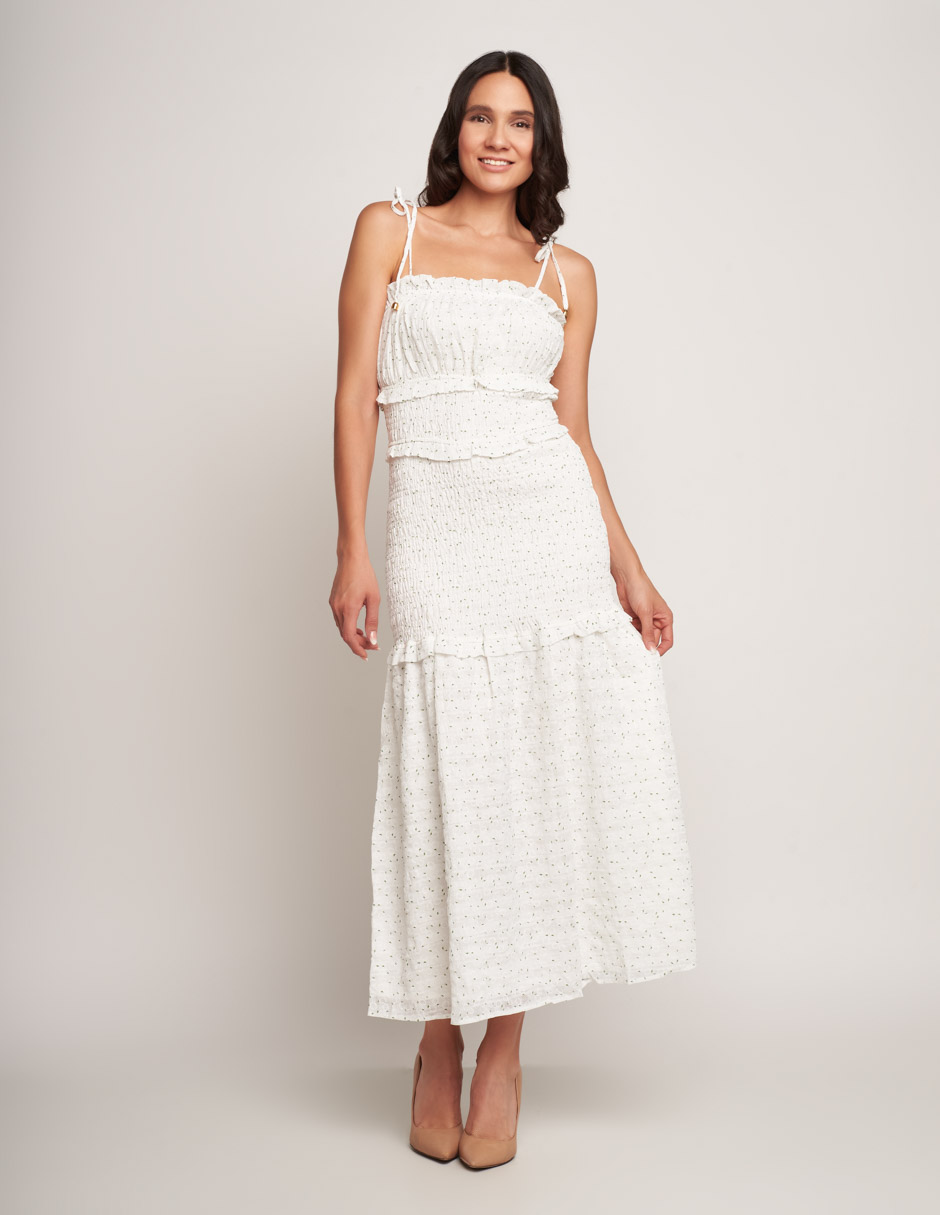 Foto 2 pulgar | Vestido Devendi Blanco Smock para Mujer