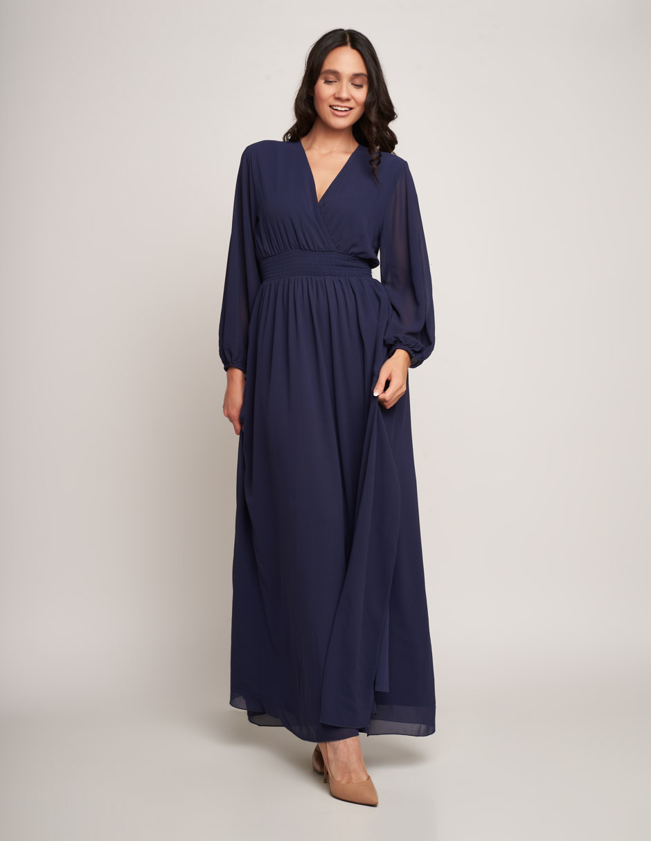 Foto 1 | Vestido Devendi Color Azul Smock Cintura