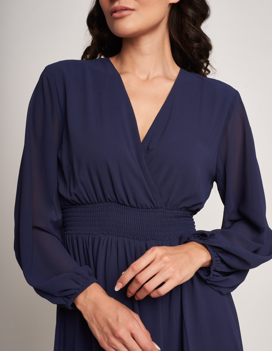 Foto 4 pulgar | Vestido Devendi Color Azul Smock Cintura