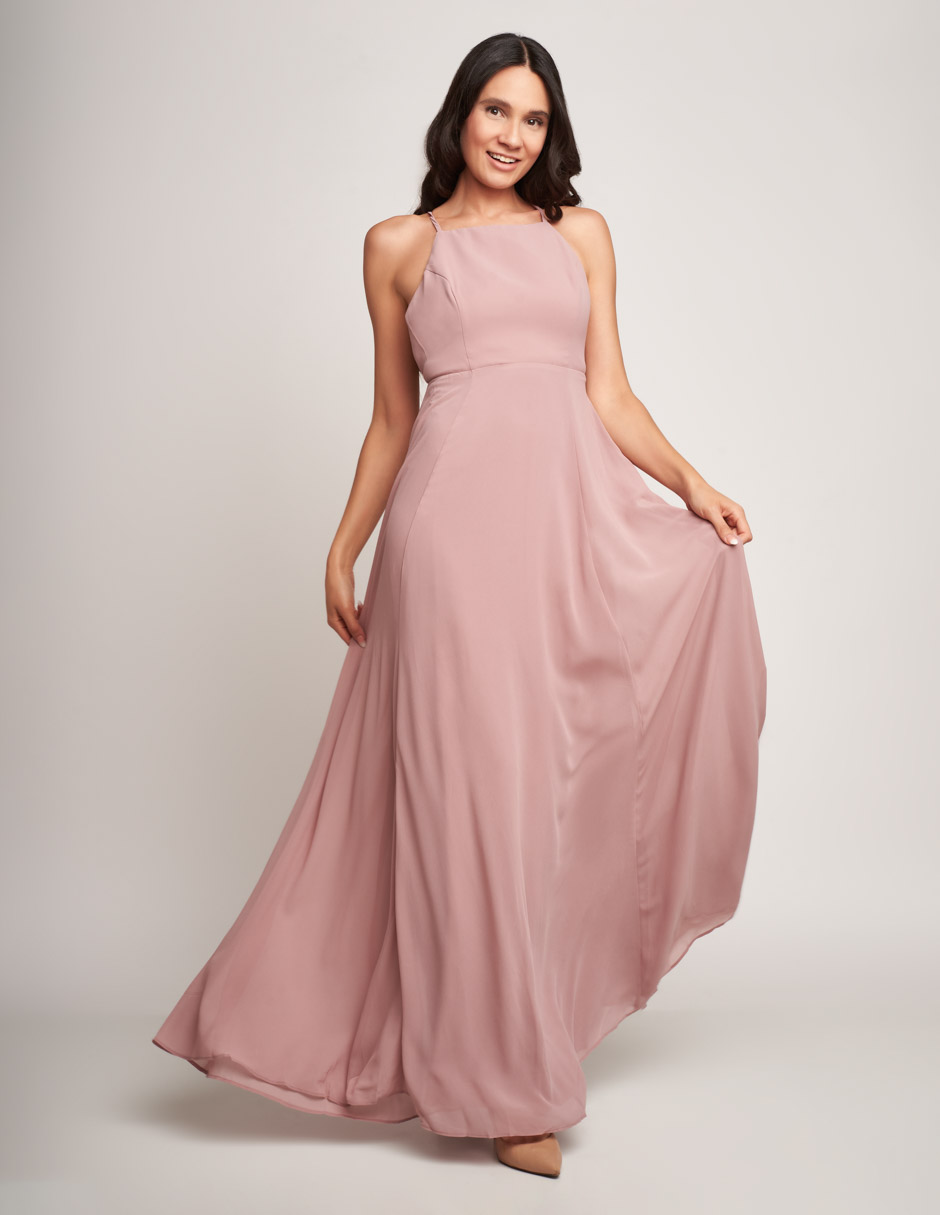Foto 1 | Vestido Devendi Rosa Largo Halter para Mujer