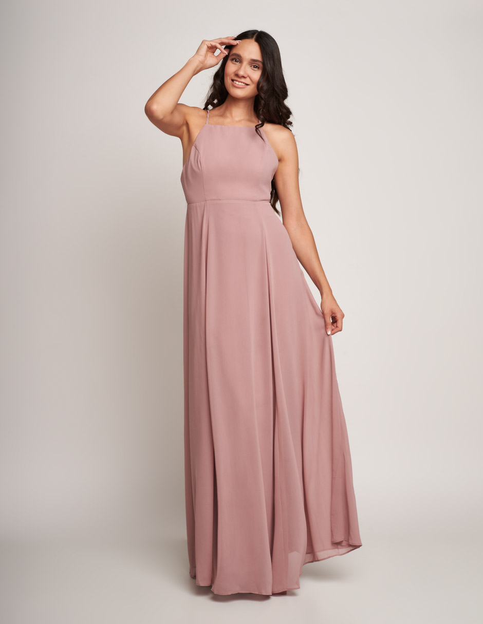 Foto 3 | Vestido Devendi Rosa Largo Halter para Mujer