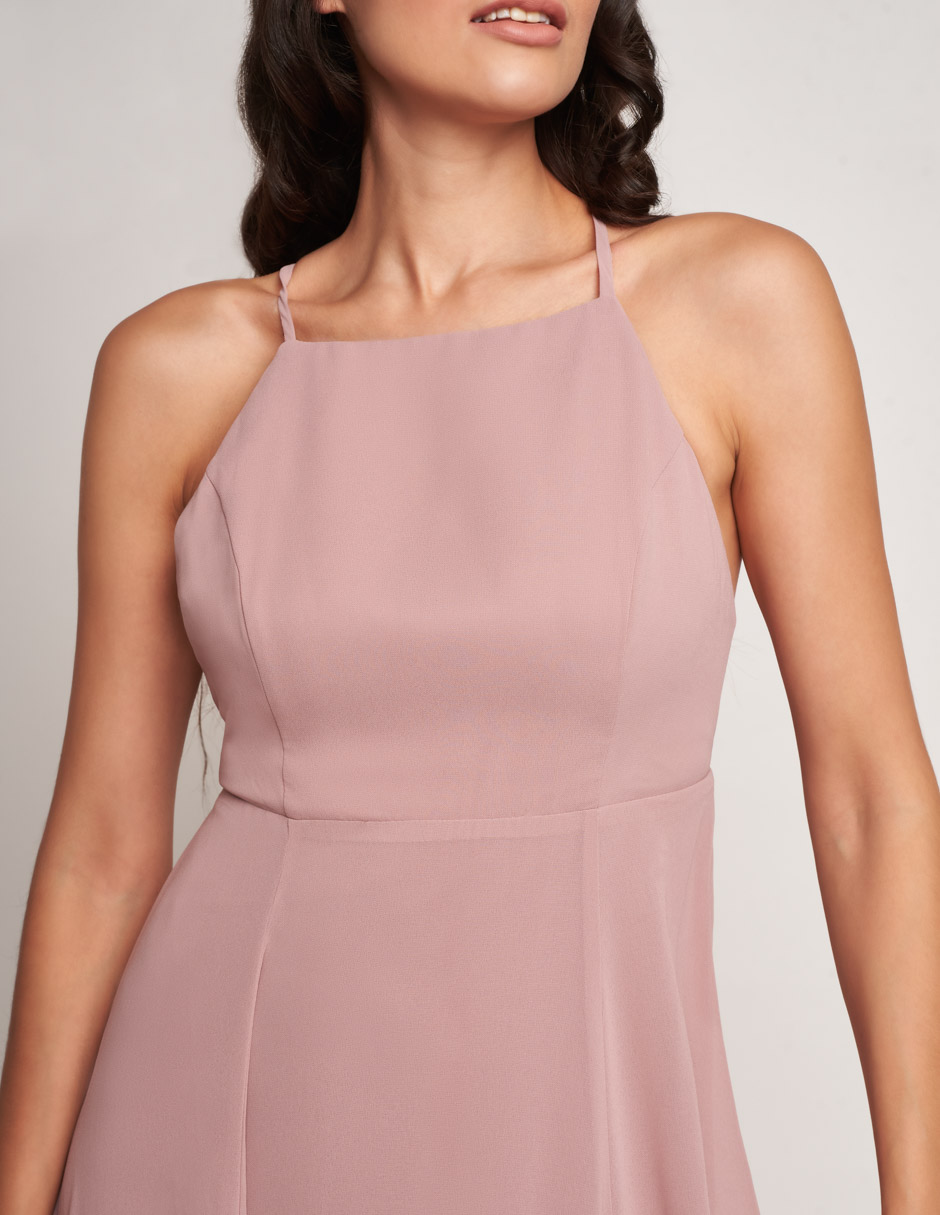 Foto 4 | Vestido Devendi Rosa Largo Halter para Mujer