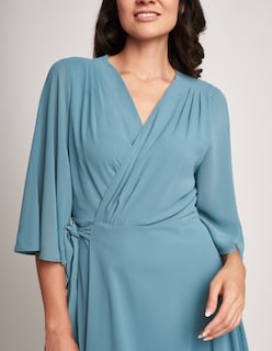 Foto 4 | Vestido Devendi Color Azul Cruzado Manga Mariposa