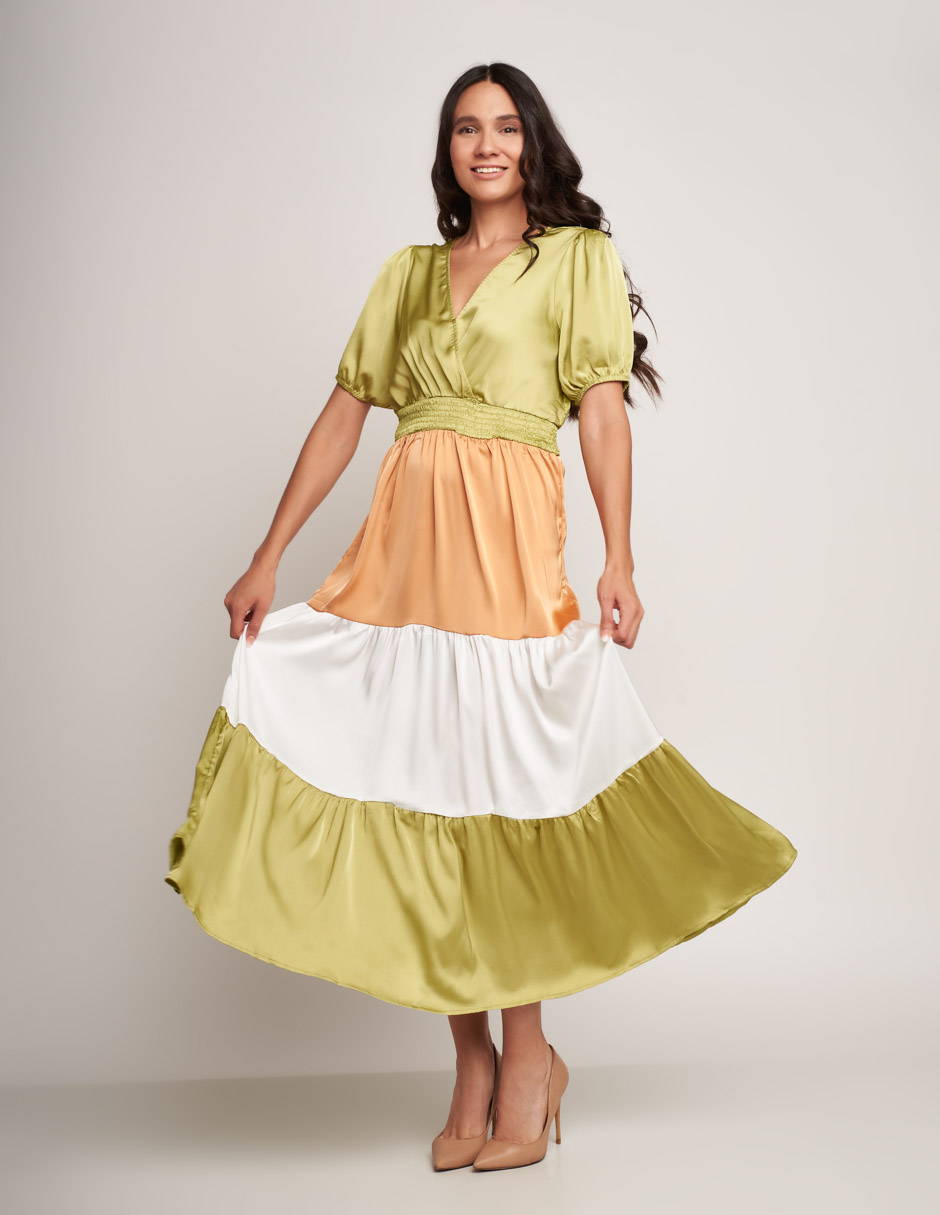 Foto 1 | Vestido Devendi Multicolor Satinado