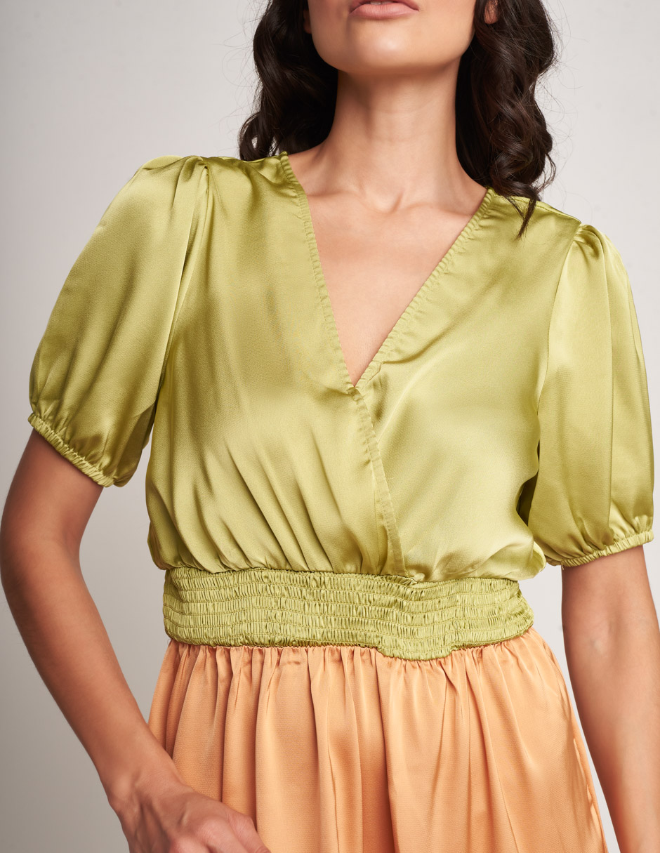 Foto 4 pulgar | Vestido Devendi Multicolor Satinado