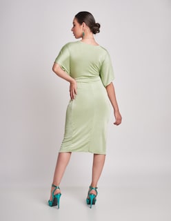 Foto 2 | Vestido Devendi Color Verde Stretch Detalle Escote