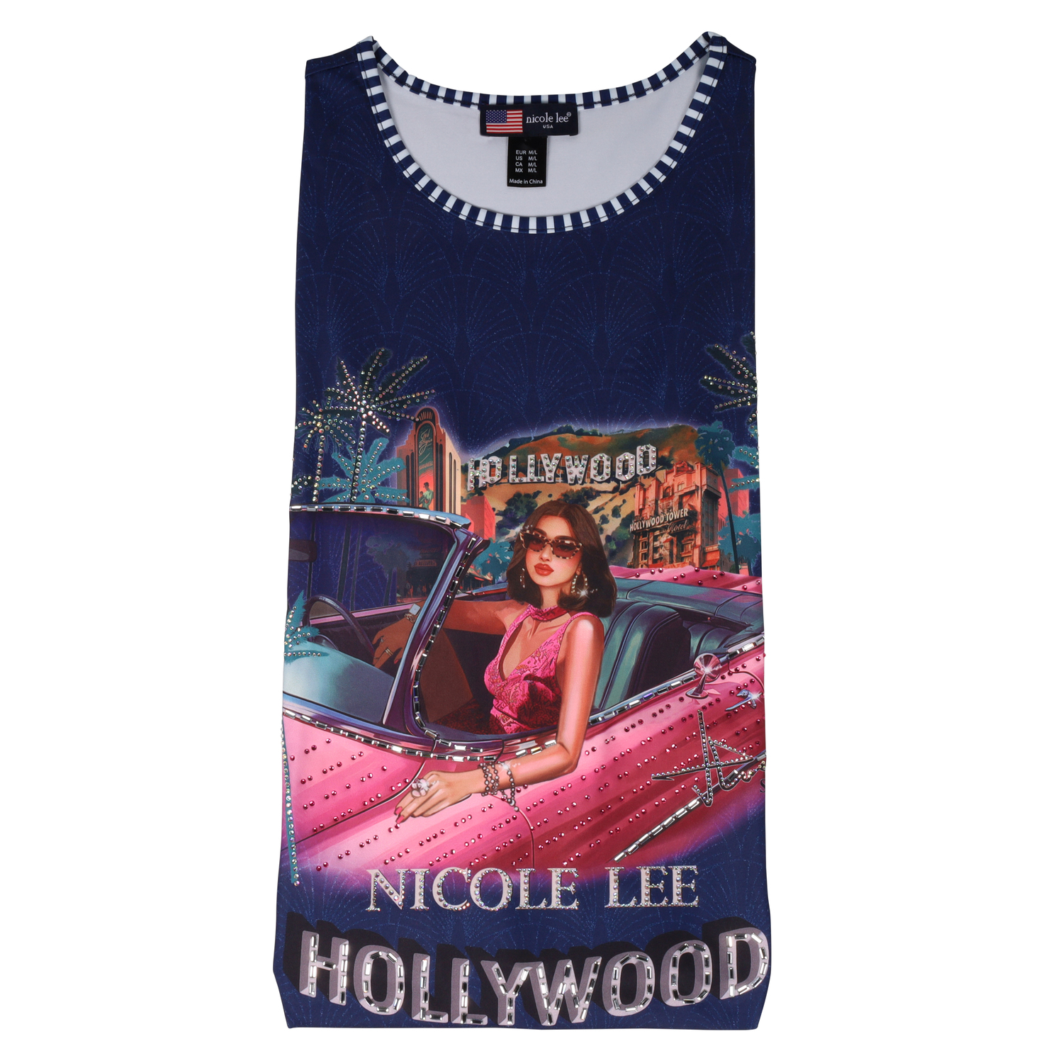 Foto 5 pulgar | Vestido Nicole Lee Con Pedreria Estampado Hollywood Dr