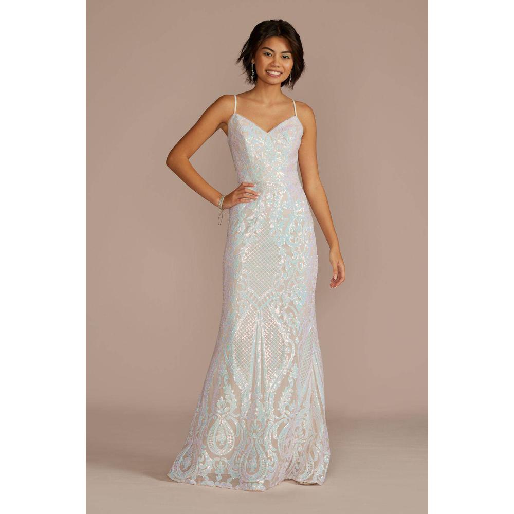 Vestido Largo De Lentejuela David's Bridal Blanco