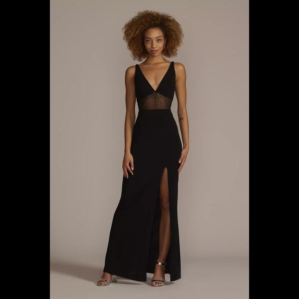Vestido Largo Con Transparencia En Cintura David's Bridal Negro