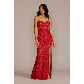 Foto 1 | Vestido Largo De Encaje David's Bridal Rojo