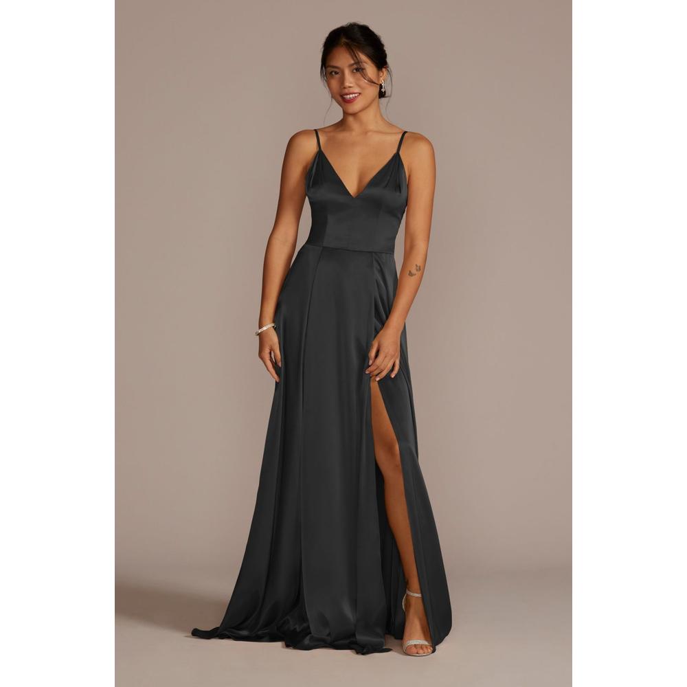 Foto 1 | Vestido Satinado Con Abertura En Pierna David's Bridal Negro