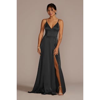 Foto 1 | Vestido Satinado Con Abertura En Pierna David's Bridal Negro