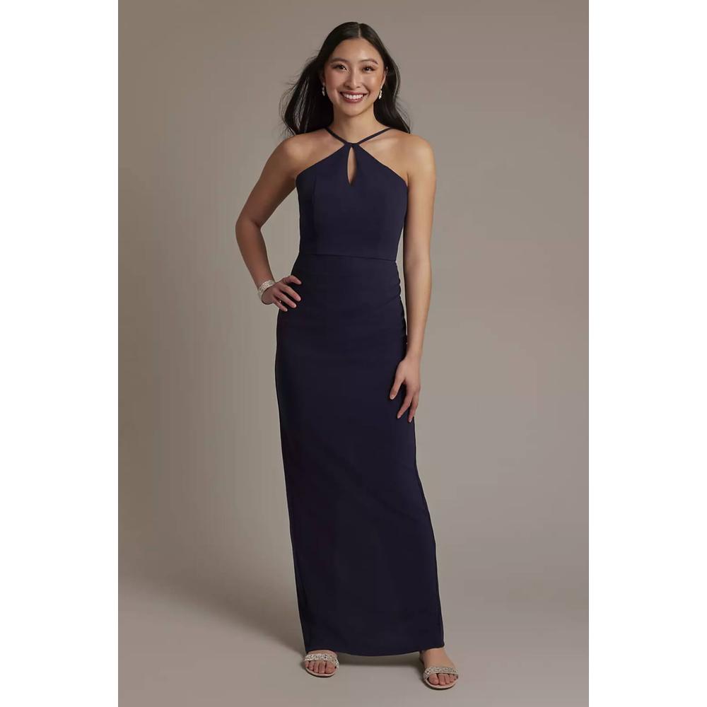Vestido Largo Escote Halterdavid's Bridal Azul Marino