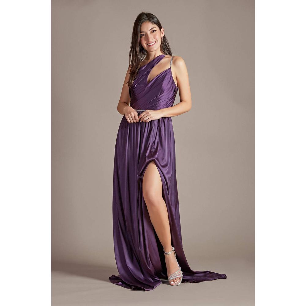 Vestido Largo Con Tirantes Con Aplicaión De Pedrería David's Bridal Purpura