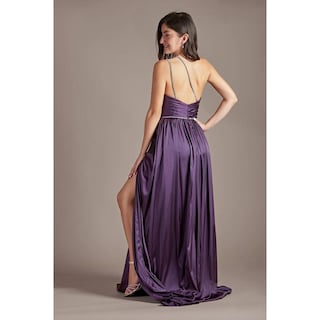 Foto 2 | Vestido Largo Con Tirantes Con Aplicaión De Pedrería David's Bridal Purpura