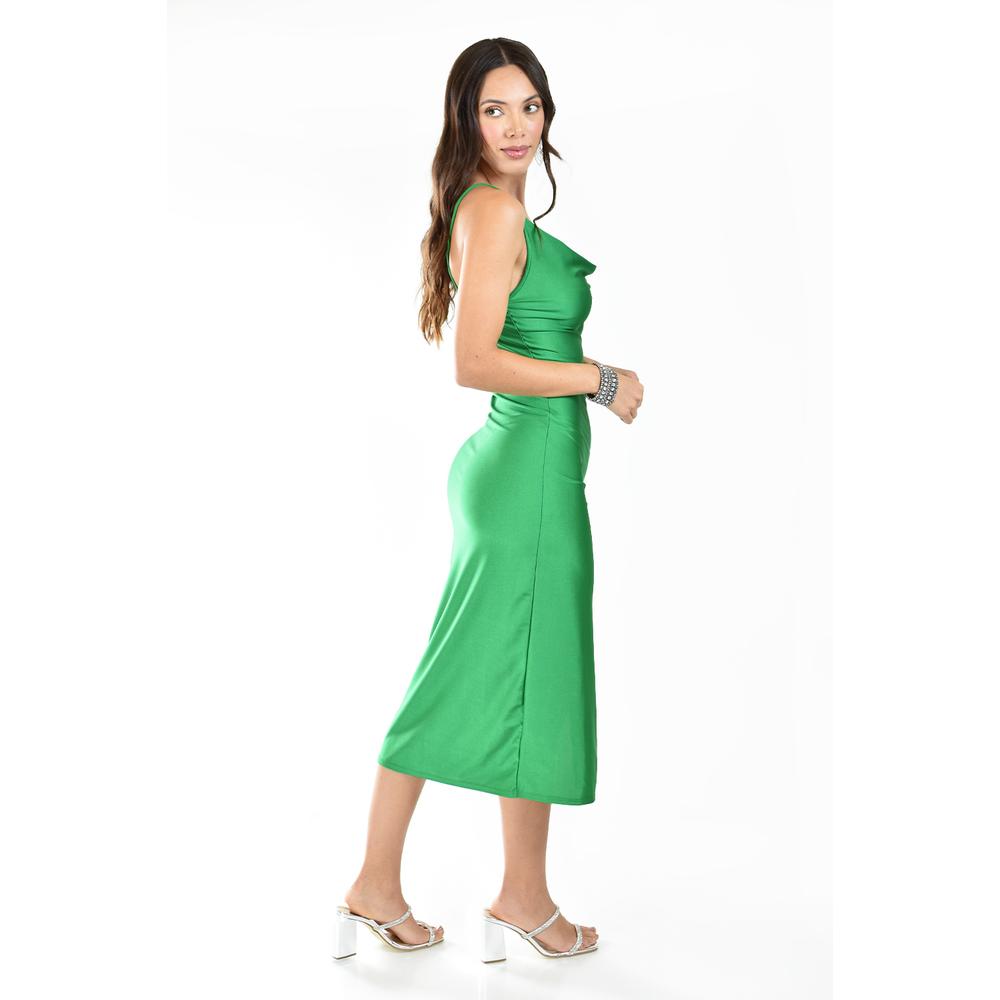 Foto 5 pulgar | Vestido Midi Escote Drapeado Roman Fashion /juvenil, 9301 (verde) Verde