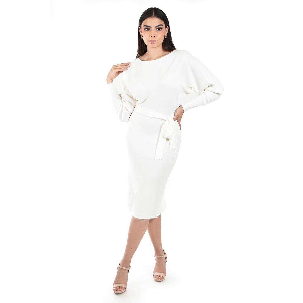 Foto 1 | Vestido De Punto Con Cinto Roman Fashion /juvenil  31135 (blanco) Blanco