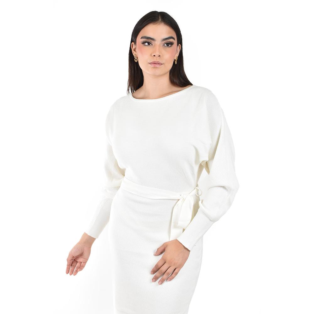 Foto 4 | Vestido De Punto Con Cinto Roman Fashion /juvenil  31135 (blanco) Blanco