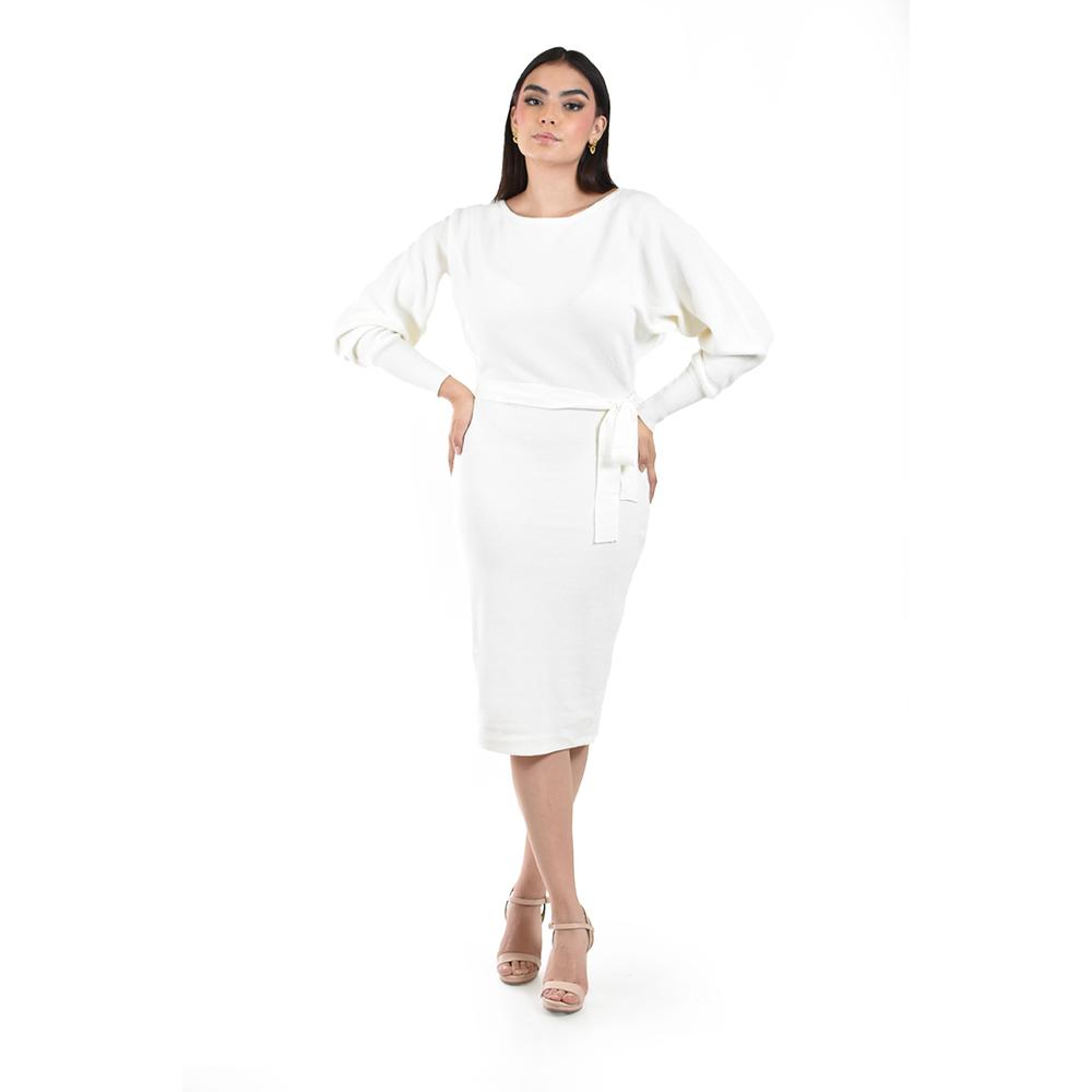 Foto 6 pulgar | Vestido De Punto Con Cinto Roman Fashion /juvenil  31135 (blanco) Blanco