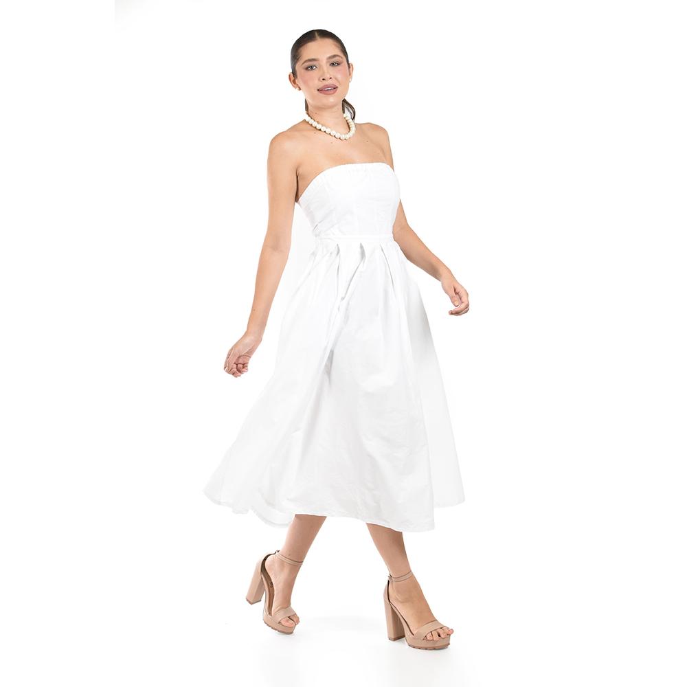 Foto 2 | Vestido Strapless De Corte Midi Roman Fashion /juvenil  14387 (blanco) Blanco